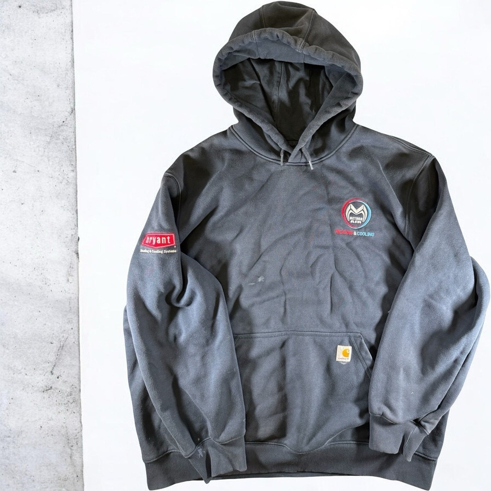 Carhartt Rain Defender Hoodie 2XL Loose Fit Metro Air Bryant HVAC Gray
